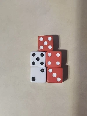 Risk Global Domination Replacement Dice Lot – 3 Red & 2 White – 6-Sided 1998 - Image 1 of 3