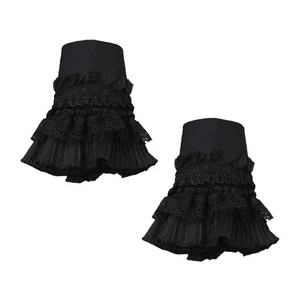 Gothic Retro Black Detachable Sleeve Fake Cuffs Multi Layer Lace Patchwo - Picture 1 of 8
