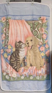 Babybett Bettdecke/Steppdecke Kätzchen Welpe Blume Vintage 1998 41 Zoll x 26 Zoll - Bild 1 von 3
