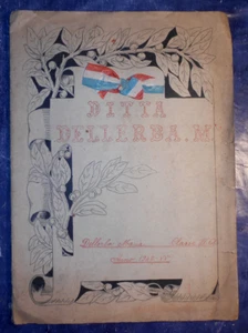 ANTICO QUADERNO/COMPITO SCOLASTICO Anno 1942 con nastrino bandiera italiana - Foto 1 di 3