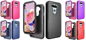Tempered Glass / Tuff Anti-Slip Hybrid Cover Phone Case For LG K31 Rebel L355DL - Picture 1 of 6