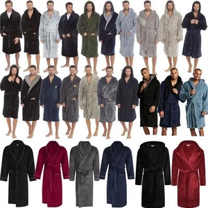 Mens Dressing Gown Luxury Fleece Robe Bathrobe M, L, XL, XXL, 3XL, 4XL, 5XL - Picture 1 of 67