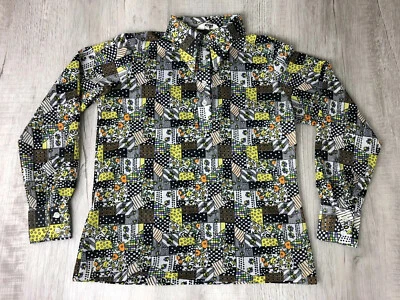 Camisa polo feminina vintage poliéster discoteca anos 70 tamanho grande - Imagem 1 de 4