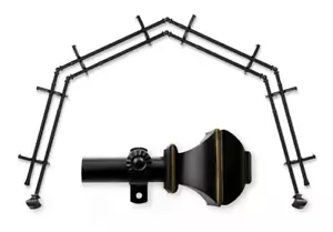 Rod Desyne 13/16" Adjustable 4-Sided Bay Window Curtain Rod 28 to 48" -Black - Picture 1 of 9