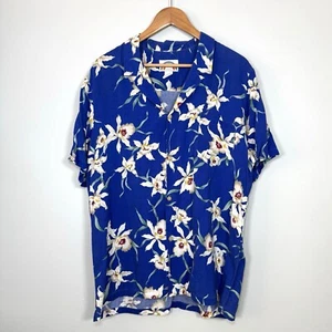 Vintage Paradise Found Hawaii Shirt Large Blue Orchid Floral Island Aloha 80s - Picture 1 of 12