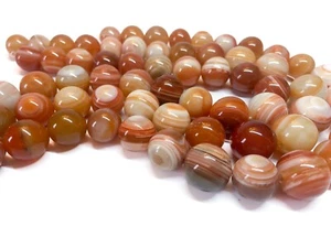 Natürliche orange gebänderte Achat Perlen. Unregelmäßige Runde Gestreifte Perlen 16-18mm. 16'' - Bild 1 von 6