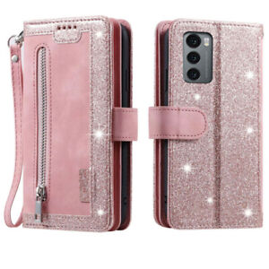 LG Wing Wallet Case,Leather Zipper Magnetic Flip Card Case Cover For LG Wing 5G