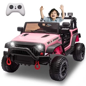 24V Pink Kids Jeep Ride-on Car with Remote Control & Bluetooth, Single Seat - Picture 1 of 8