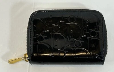 Бумажник маленький Christian Dior Trotter черный/розовый лакированная кожа круглый на молнии для монет - Изображение 1 из 4