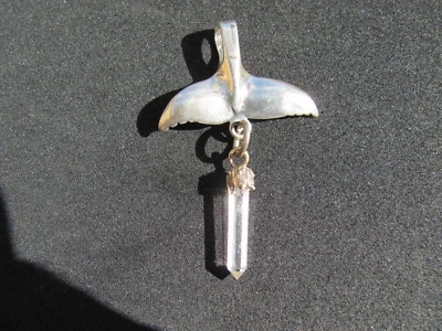  .925 silver/ Whale tale pendant /Quartz crystal 16 cts .Stone/Silver - Image 1 of 4