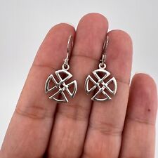 Vintage Sterling Silver 925 Round Scottish Celtic Knot Drop Dangle Earrings 2.3g