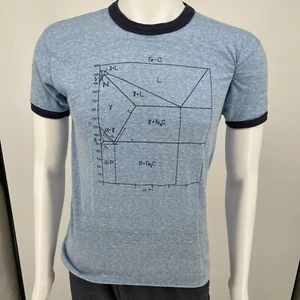 Vintage 1970s Single Stitch Iron Carbon Phase Diagram Ringer T-Shirt (Small) - Picture 1 of 6