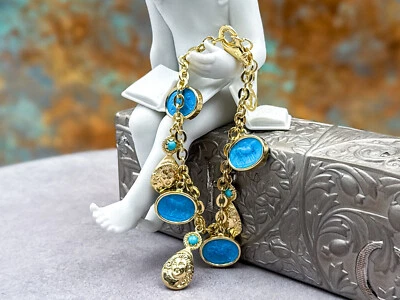 TAGLIAMONTE (2367B) 925SS/YGP Magnesite Cameo Charm Bracelet*Chimera*Reg.$375 - Image 1 of 4