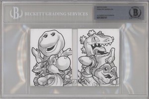 2020 Breygent Dinosaurs Barney Reptar Dino Yoshi Ducky Sketch Card 1/1 BAS