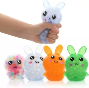 Easter Basket Stuffers, 4 Pack Squishy Easter Bunny Stress Balls for Adults,Kids - Picture 1 of 5