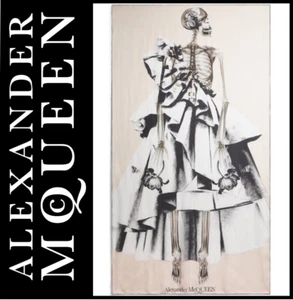 Alexander McQueen 'Skeleton Ruffle Gown' Print Silk Scarf/Shawl - Picture 1 of 9