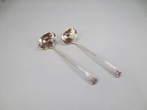 NICE PAIR OMAR RAMSDEN STERLING SAUCE LADLES. ONSLOW PATTERN, LONDON 1914. NICE! - Picture 1 of 7