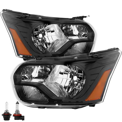 For 2015-2023 Ford Transit Headlight Assembly Black LH+RH Side Set W/Bulbs Pair - Image 1 of 4