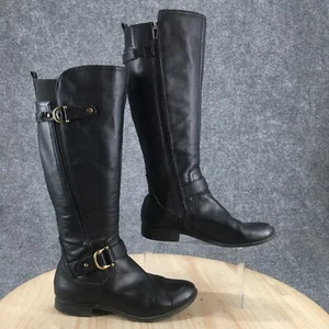 Naturalizer Boots Womens 7 M Jenelle Tall Side Zip Riding Boot Black Leather - Picture 1 of 22