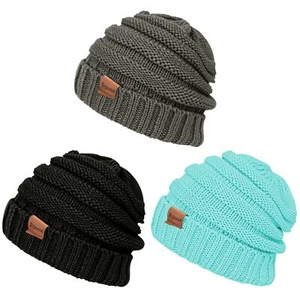 Womens Slouchy Beanies Warm Knit Winter Hats Thick Soft Caps for Cold Weather - Picture 1 of 6