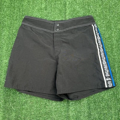 Винтажные мужские плавки шорты Quicksilver 28 5 дюймов внутренний шов черная боковая полоса США 80-е - Изображение 1 из 4