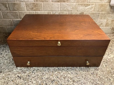 NOB VTG  Reed & Barton Mahogany Silverware Flatware Chest  Box w Drawer - Image 1 of 4