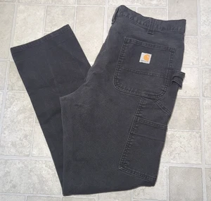 Carhartt Rugged Flex Duck Canvas Pants Mens 38x32 Black Act 36x31  103339 001 - Picture 1 of 6