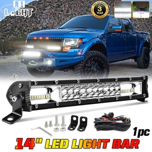 Dual Row 14inch LED Light Bar Spot Flood Combo Offroad Driving Truck SUV UTV 4WD - Picture 1 of 11