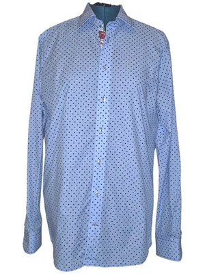 GEORG ROTH MENS POLKA DOT MIXED MEDIA FLORAL BUTTON PANEL SHIRT XL - Image 1 of 4