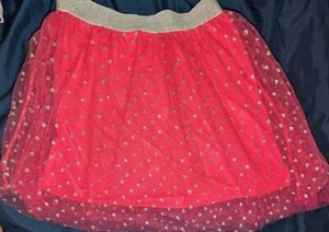 NWT,Pink W/Silver Hearts, Elastic Bling Waistband, Tulle Skirt- Girls L 12/14 - Picture 1 of 5
