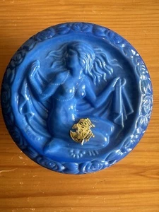 Blaue Glas Dose Lapislazuli Gablonz Schlevogt Czech - Bild 1 von 11