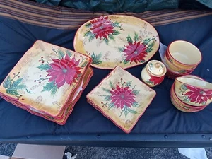 Nuevo Juego de 17 piezas MAXCERA MIEL FLOR DE PASCUA 11" 8,5" PLATOS CUENCOS PLATO AZÚCAR - Imagen 1 de 10