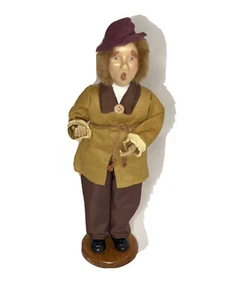Decorative Clothed Doll Caroler Singing Wood Base Vintage Christmas Figure Man - Picture 1 of 7