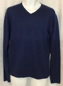 David August Mens Sweater Blue Cashmere  V Neck Size L Patrick Assaraf Design - Picture 1 of 6