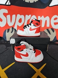 Jordan 1 High OG Heritage Toddler Size 3c AQ2665-161 Air Jordan Retro White Red - Picture 1 of 4