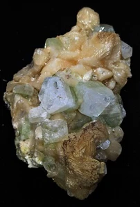 Green Apophyllite W/ Stilbite bows formation on matrix minerals specimen - Picture 1 of 5