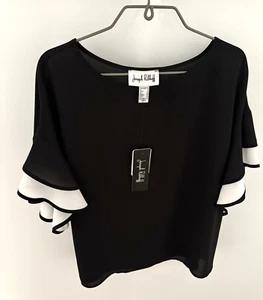 Joseph Ribkoff Blouse Top Black and White Batwing Sleeve Ladies Size UK 12 BNWT - Picture 1 of 12