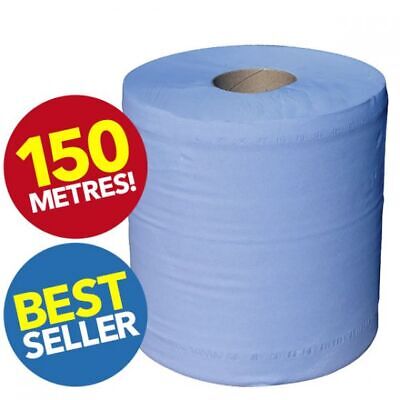 High Quality Very Long Blue Centrefeed Rolls 2ply 6 Pack Hand Towel Blue Roll • 17.99£