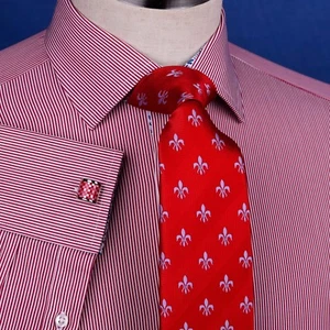 Mini Red Hairline Stripes Formal Business Dress Shirt Blue Floral Designer Style - Picture 1 of 12