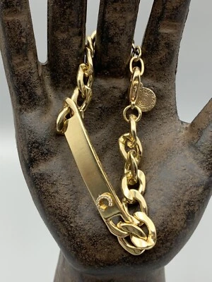 Vintage RJG GRAZIANO Gold Tone Rhinestone Initial C ID Bracelet Signed - Image 1 of 4
