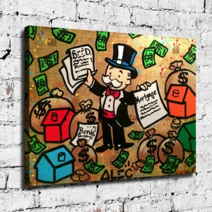 32x24" Alec Monopoly "Deed Bonds Mortgage" HD print on canvas rolled up print - Picture 1 of 6