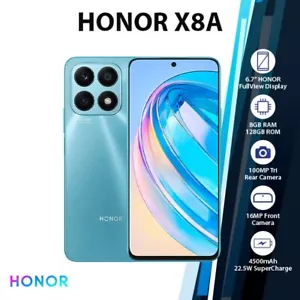 (New&Unlocked) HONOR X8A 8GB+128GB Dual SIM Android Cell Phone - CYAN - Picture 1 of 6