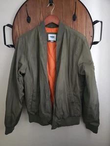Old Navy Mens M Jacket Olive Green And Orange Lining - Picture 1 of 6