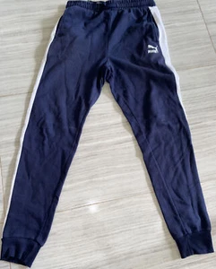 Puma Boys Size Small Athletic Sweat Pants With Pockets Navy Blue / White✔️✔️ - Picture 1 of 3