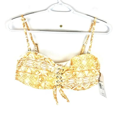 Blusa de biquíni feminina Roxy dourada/branca tamanho G - Imagem 1 de 4