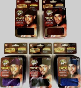 Premium Soft Velvet Durag LONG Straps Headwear Waves Cap - Coconut Oil Infused - Picture 1 of 12
