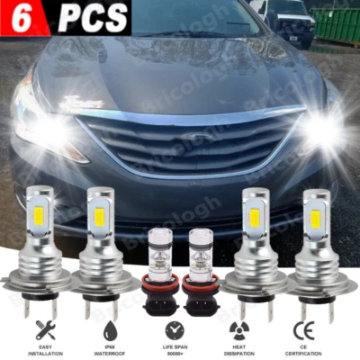 For Hyundai Sonata 2011 2012 2013 2014 LED Headlight Bulbs + Fog Lamp Combo Kits - Image 1 of 4