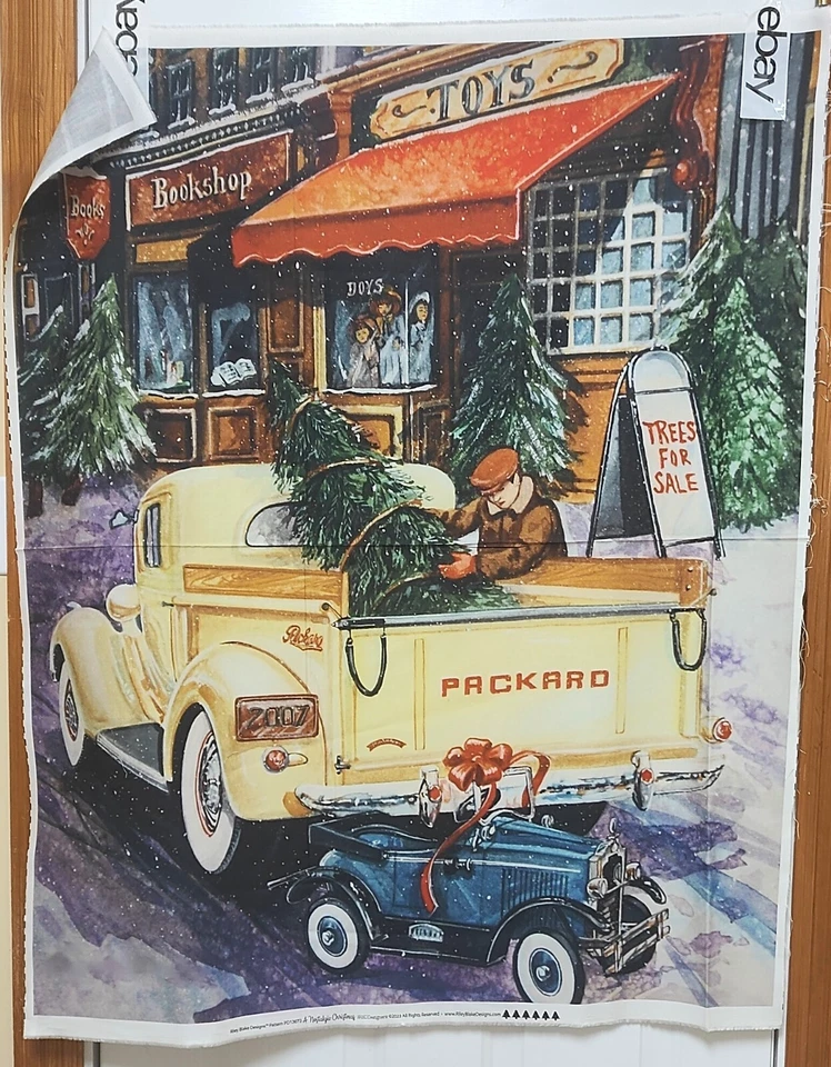 A Nostalgic Christmas Digital Panel Loading The Truck by David Textiles btp - Image 1 of 1