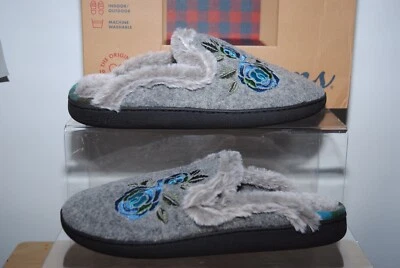 Women's DEARFOAMS Indoor/Outdoor Slippers Memory Foam Grey Floral UK Size 7-8 - Image 1 of 4