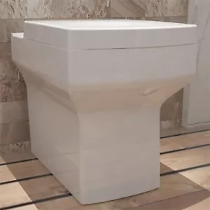 BTW Toilet Back To Wall Ceramic Pan Cloakroom Soft Close Seat Bathroom WC Modern - Picture 1 of 6